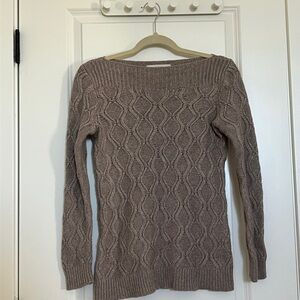 LOFT Taupe Cable Knit Sweater